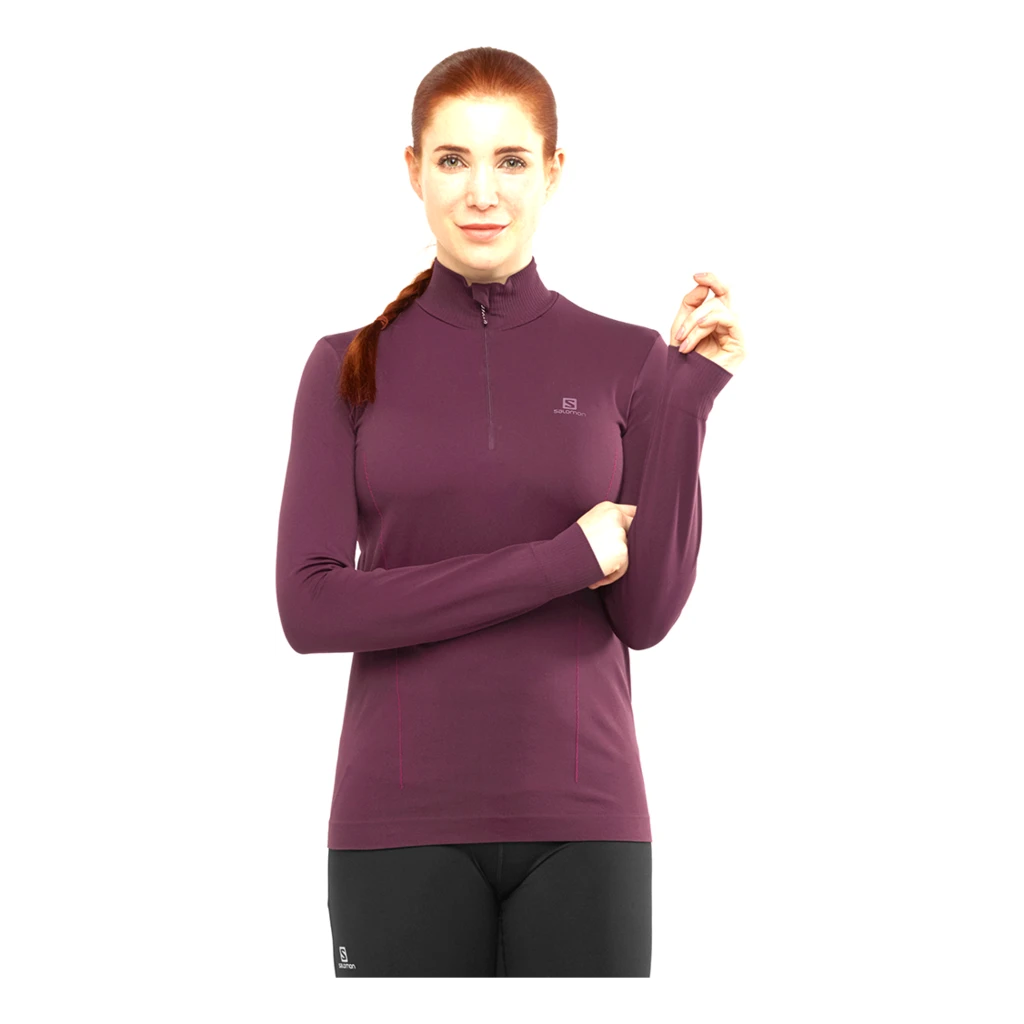 Salomon Comet Seamless Half Zip Femme Prune 4 Salomon Comet Seamless Half Zip Femme Prune – Image 2
