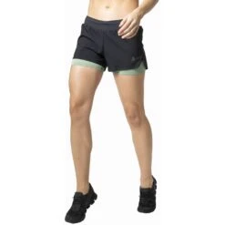 Odlo Short 2 En 1 Zeroweight 3 Inch Femme Noir -Sportswear Magasin main 322561 60281 Model Front Crop 1 82dc