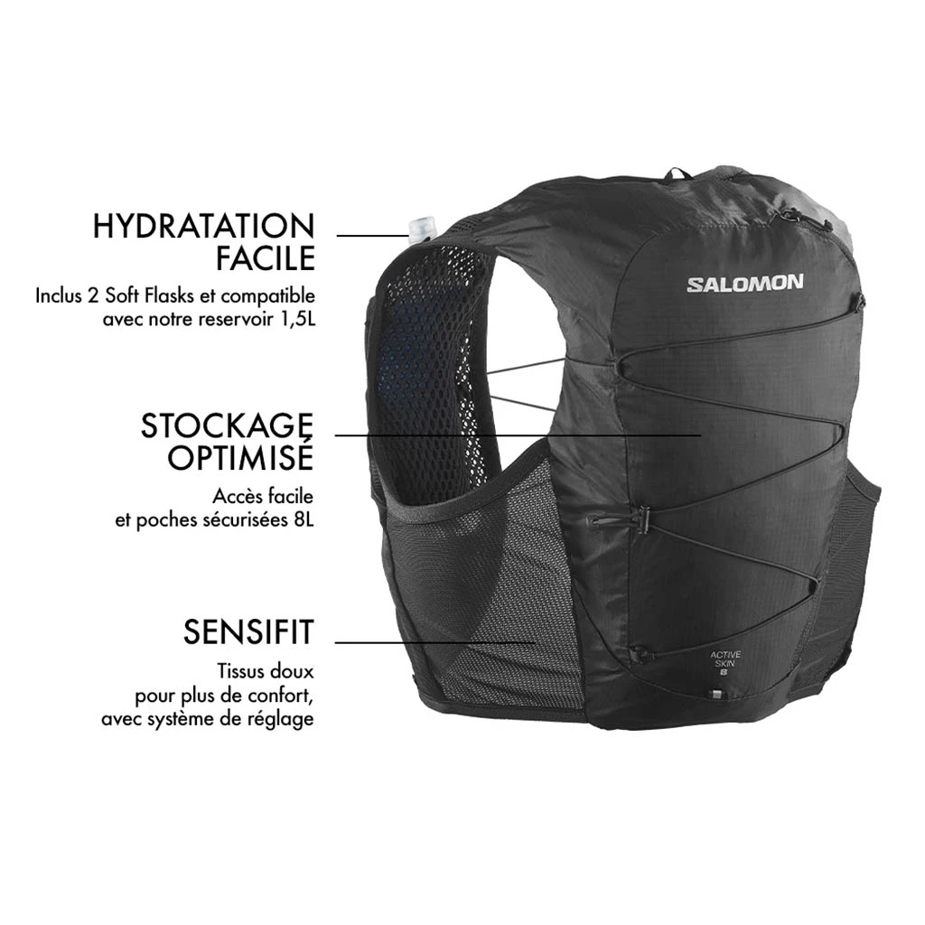 Salomon Active Skin 8 Noir 4 Salomon Active Skin 8 Noir – Image 2